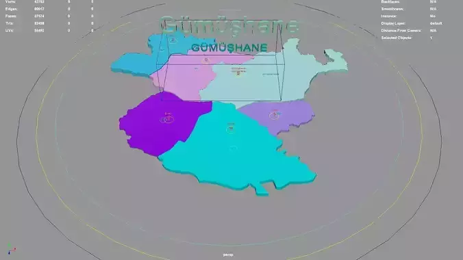 Gumushane Black Sea Region Turkey map region geography 3D model