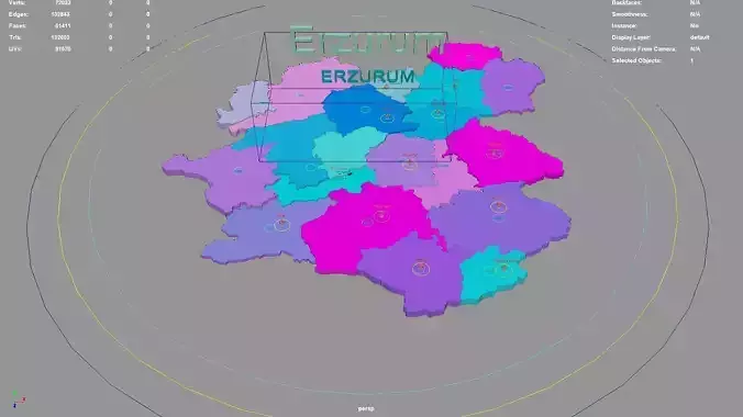 Erzurum  Eastern Anatolia Region  Turkey map region geography 3D model