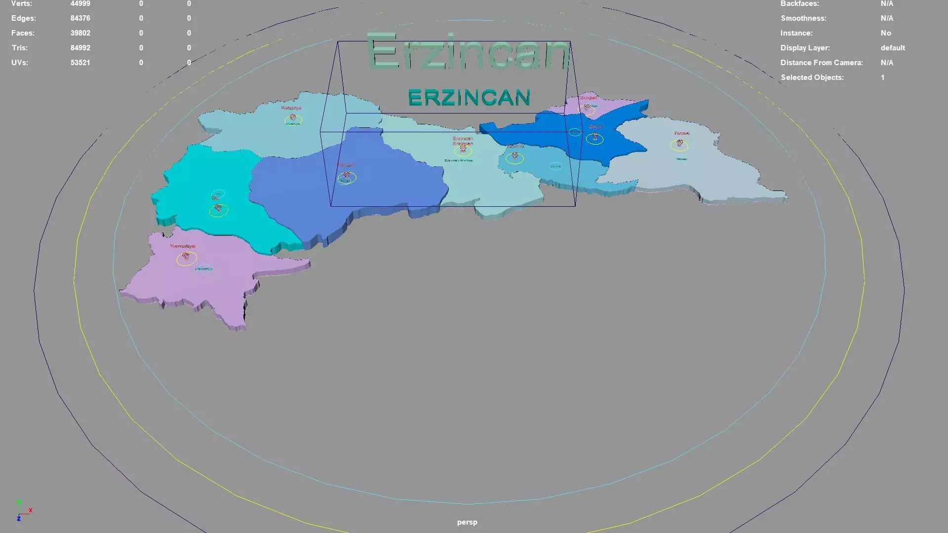 Erzincan Eastern Anatolia Region Turkey map region geography 3D model