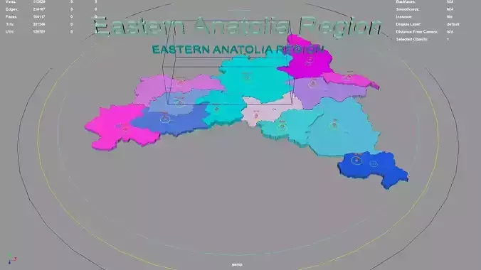 Eastern Anatolia Region Turkey map region geography political 3D model