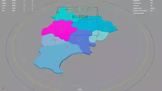 Bilecik  Marmara Region  Turkey map region geography political 3D model