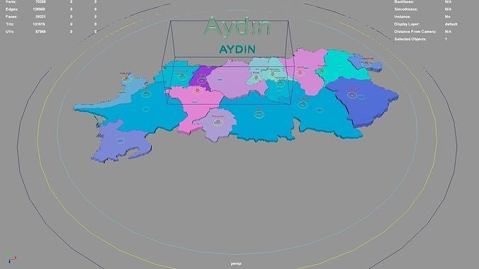 Aydin  Aegean Region  Turkey map region geography political 3D model