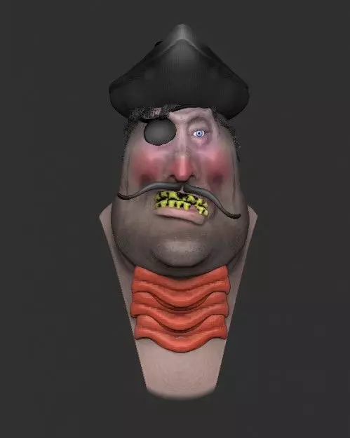Pirate with mustache and beard 3D model_0