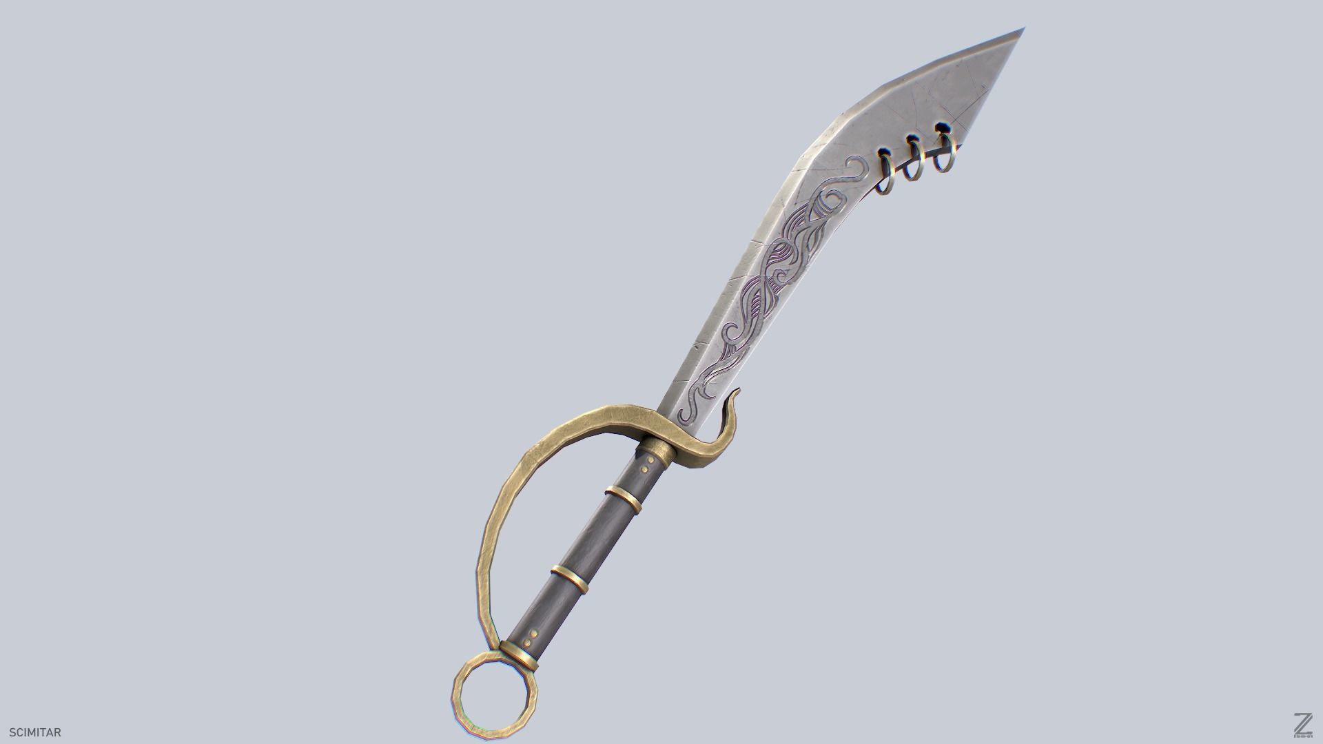 Scimitar Low-poly 3D model_5
