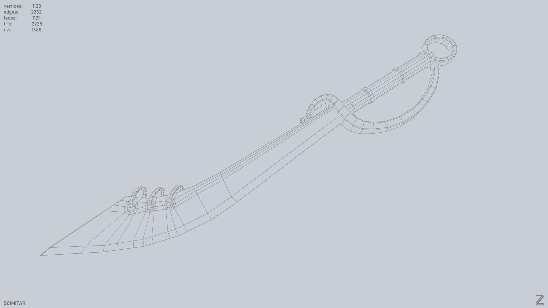 Scimitar Low-poly 3D model_11
