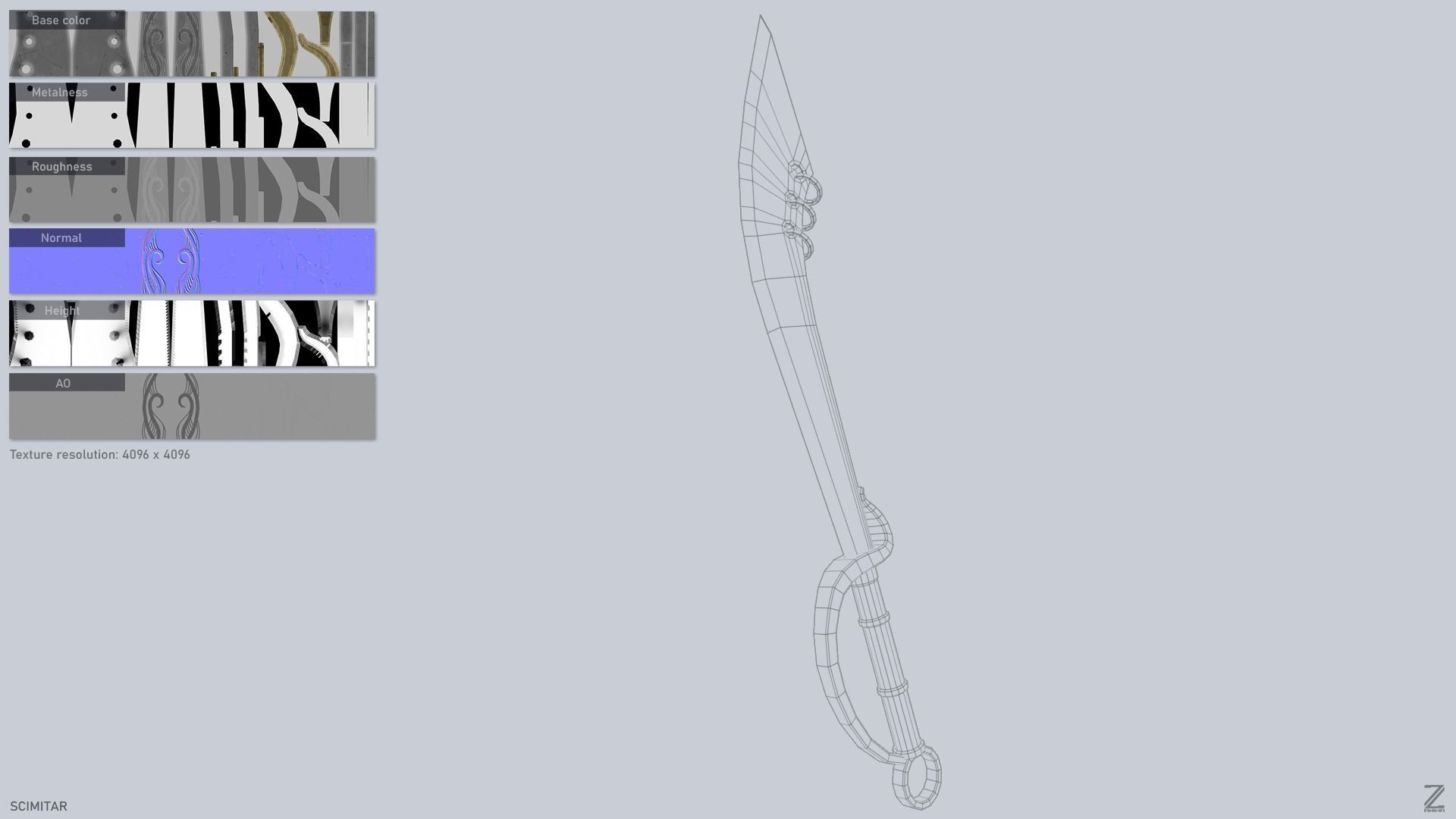 Scimitar Low-poly 3D model_3