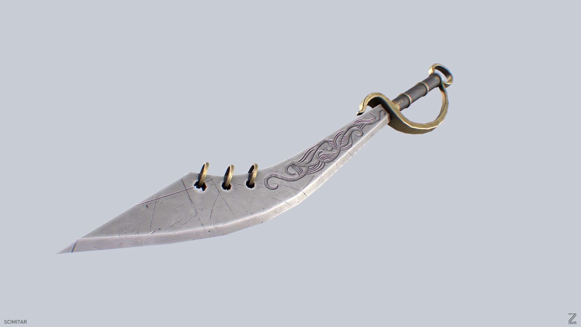 Scimitar Low-poly 3D model_8