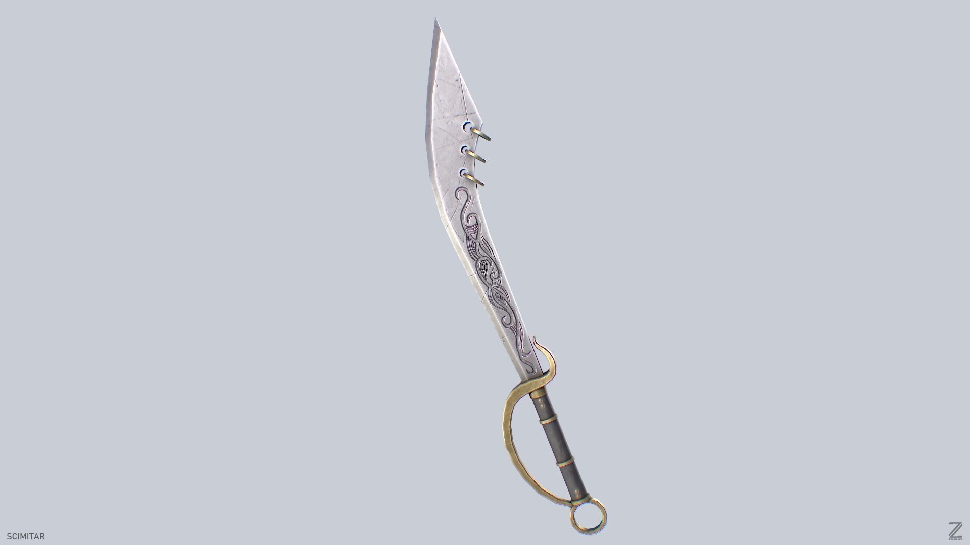 Scimitar Low-poly 3D model_4