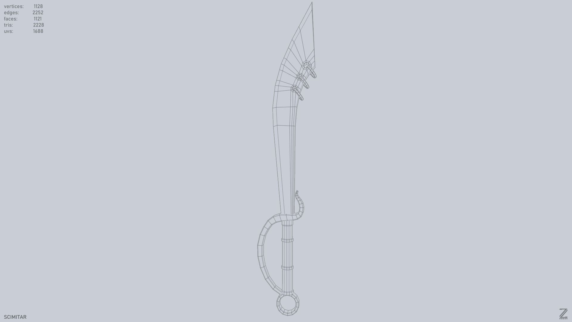 Scimitar Low-poly 3D model_9