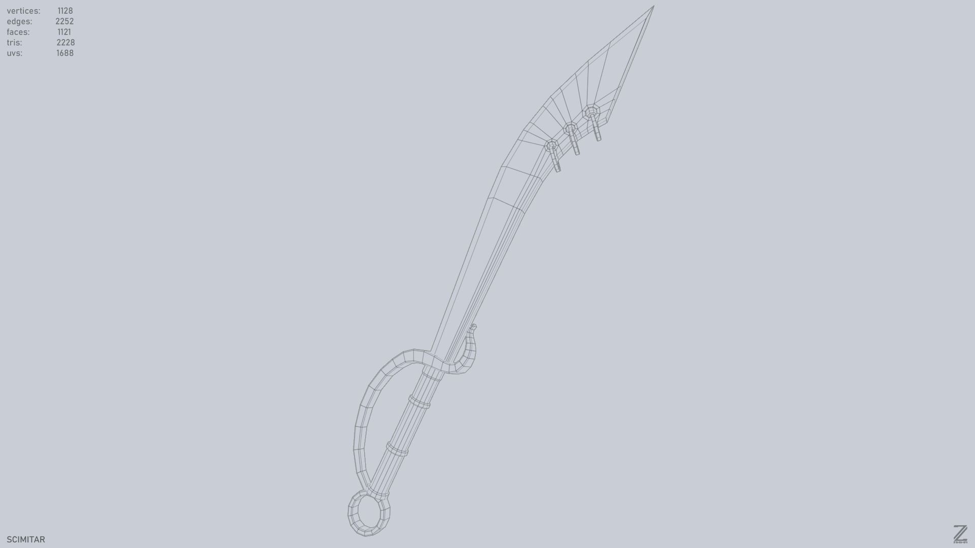 Scimitar Low-poly 3D model_14
