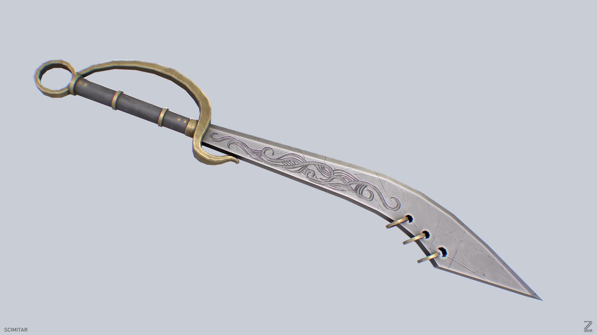 Scimitar Low-poly 3D model_6