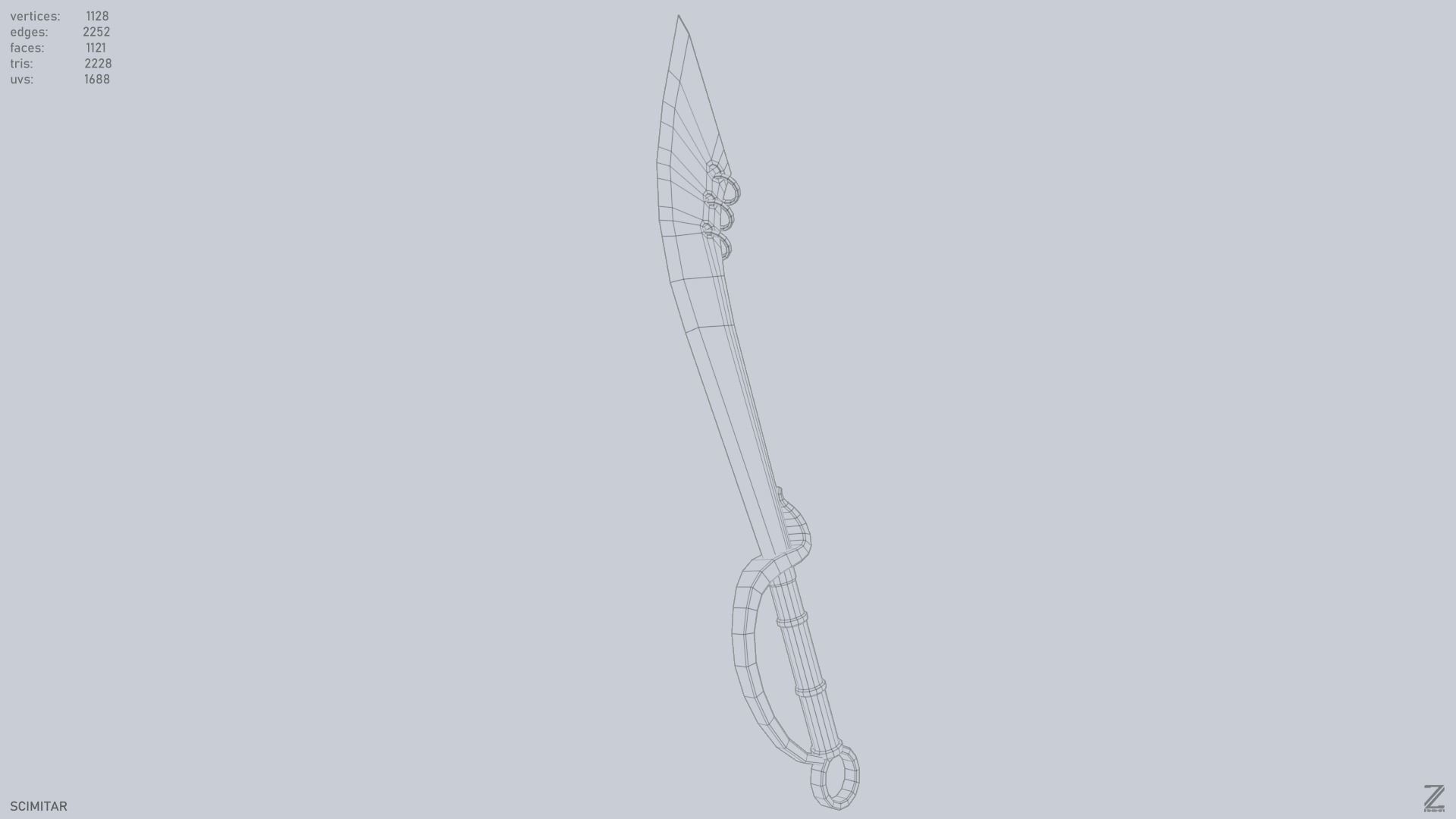 Scimitar Low-poly 3D model_15