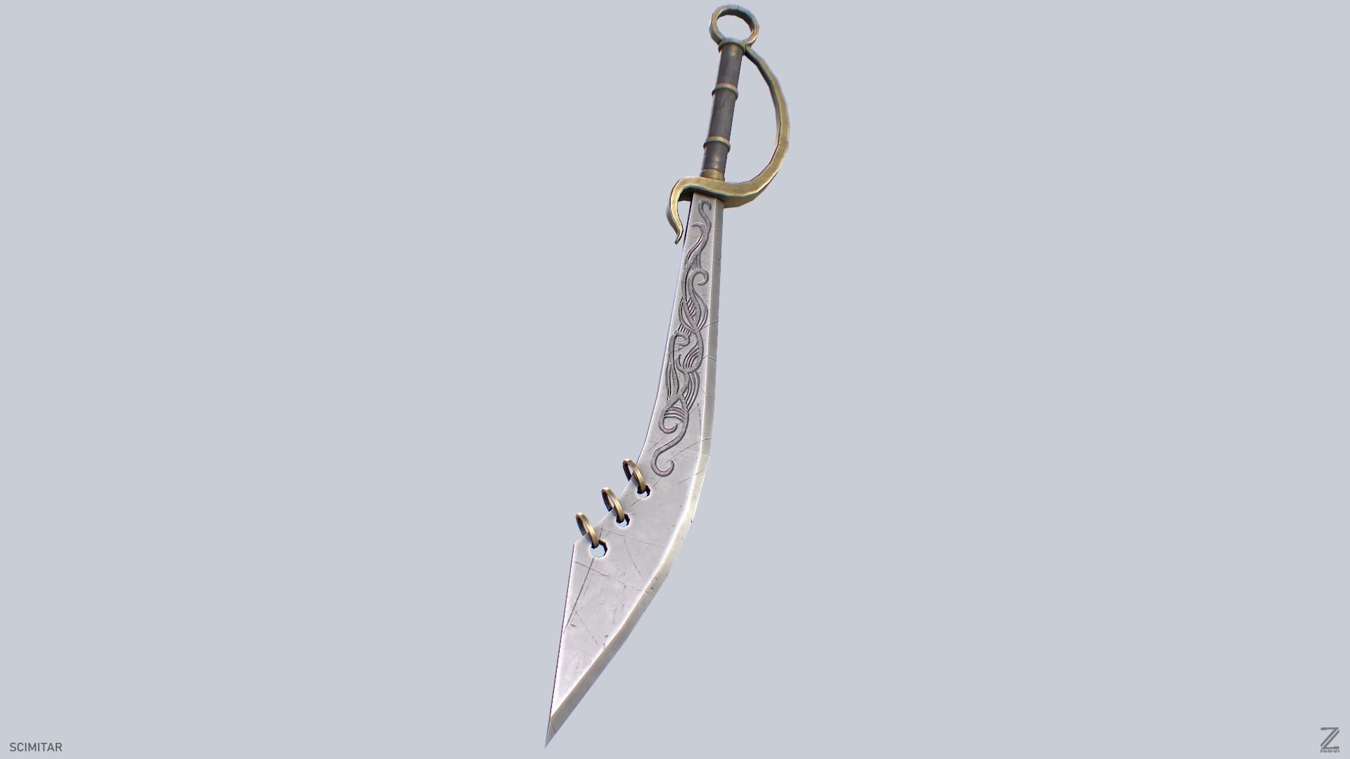 Scimitar Low-poly 3D model_7