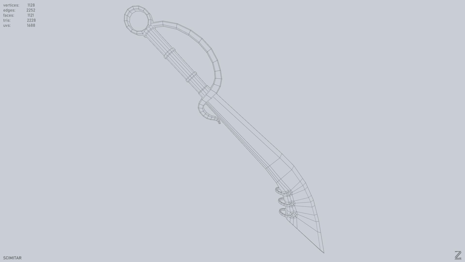 Scimitar Low-poly 3D model_13