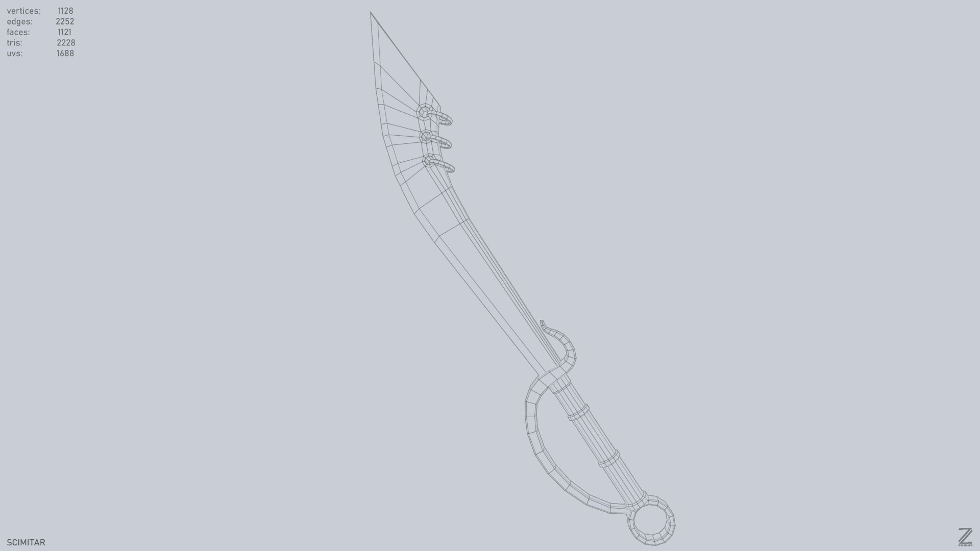 Scimitar Low-poly 3D model_10