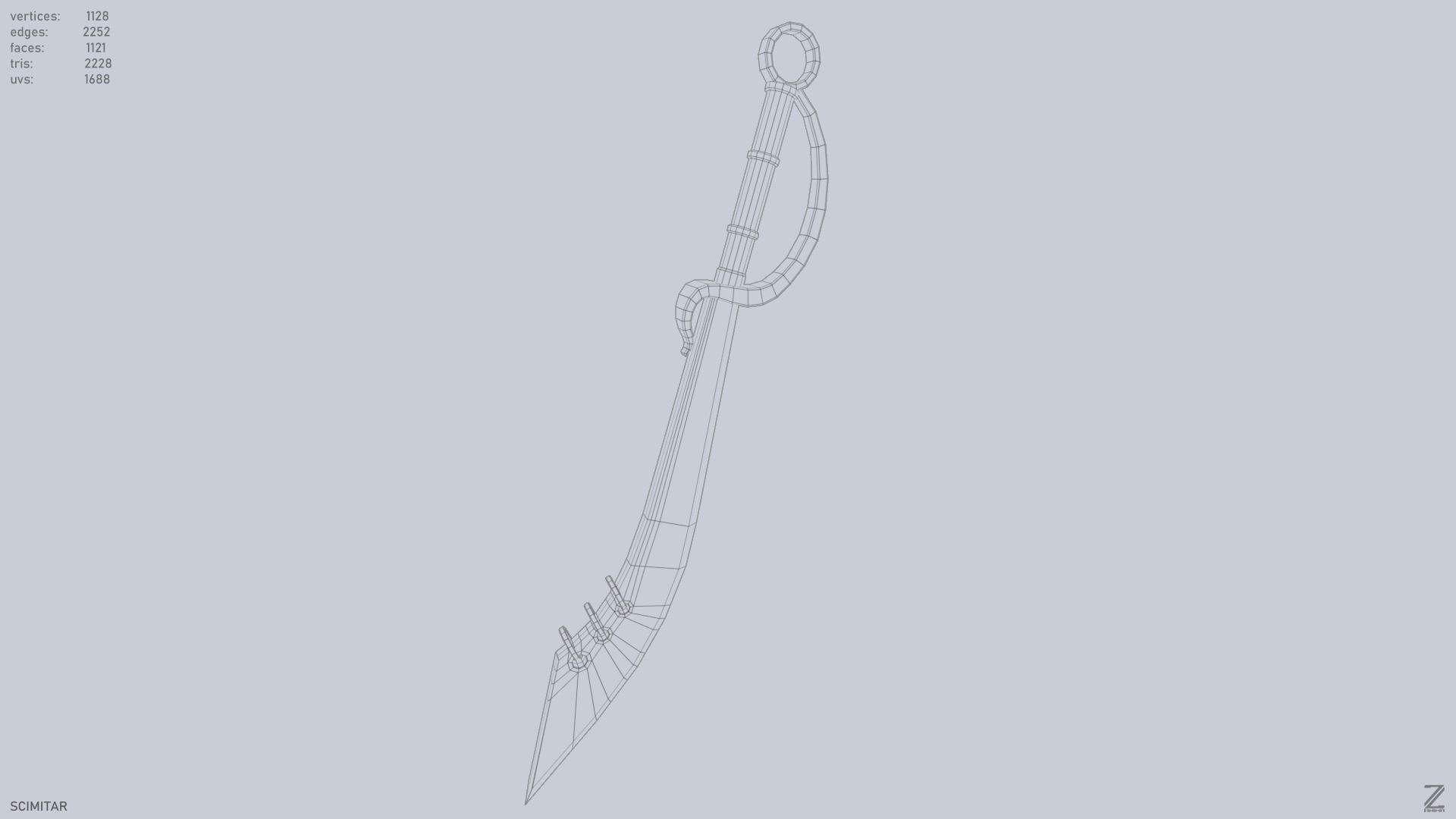 Scimitar Low-poly 3D model_12
