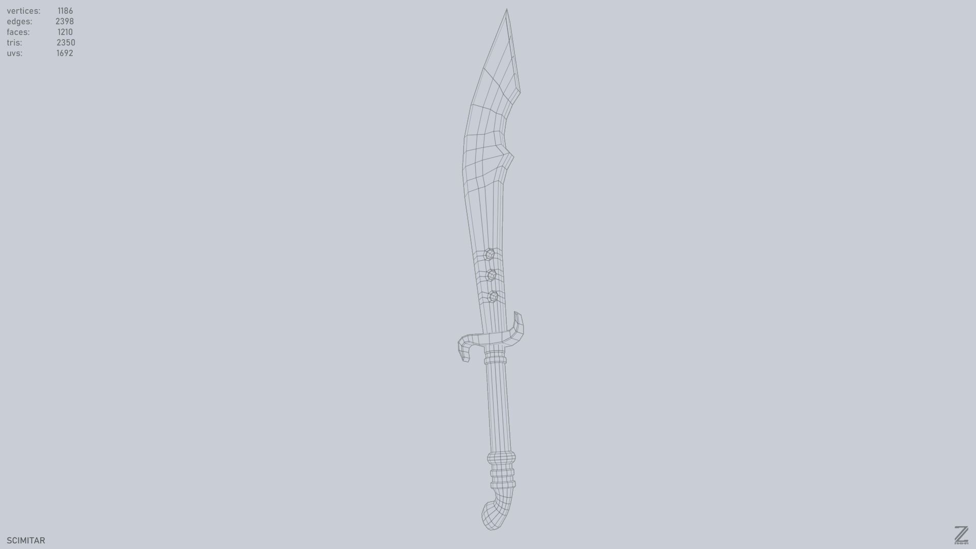 Scimitar Low-poly 3D model_15
