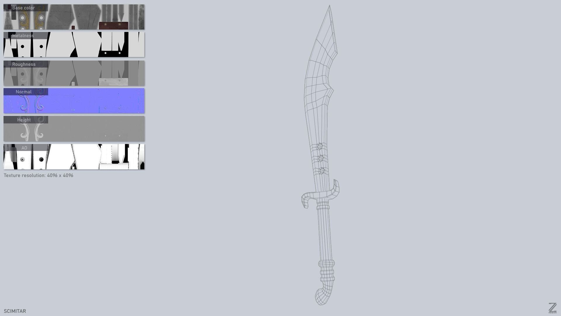 Scimitar Low-poly 3D model_3
