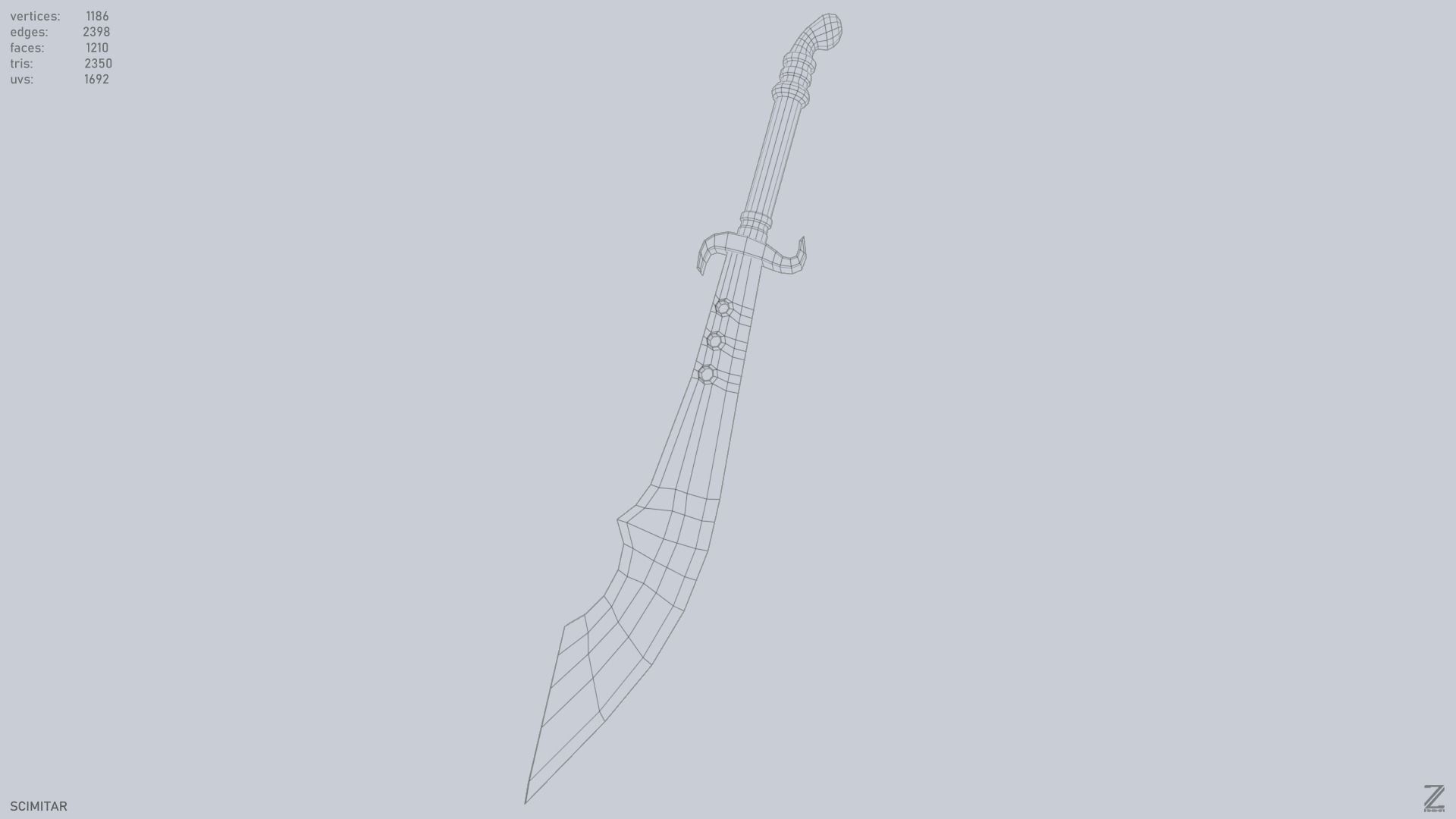 Scimitar Low-poly 3D model_12