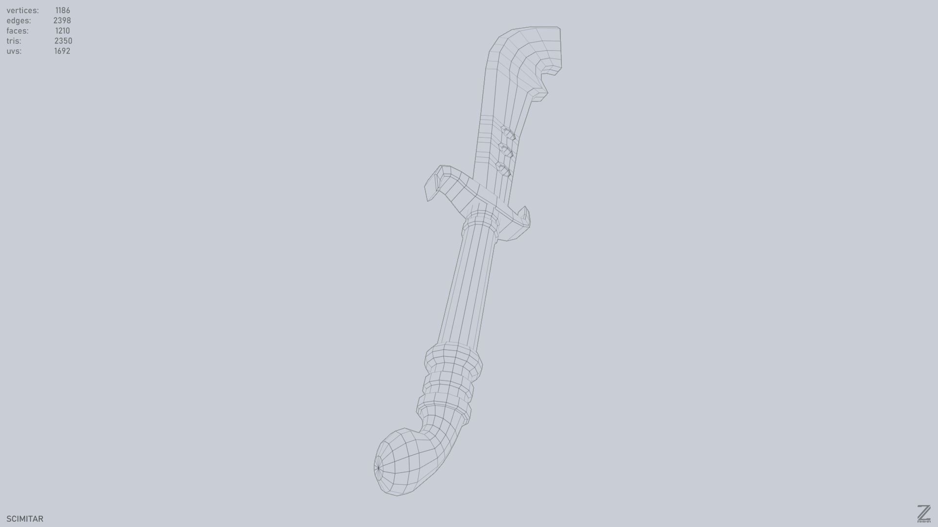 Scimitar Low-poly 3D model_14