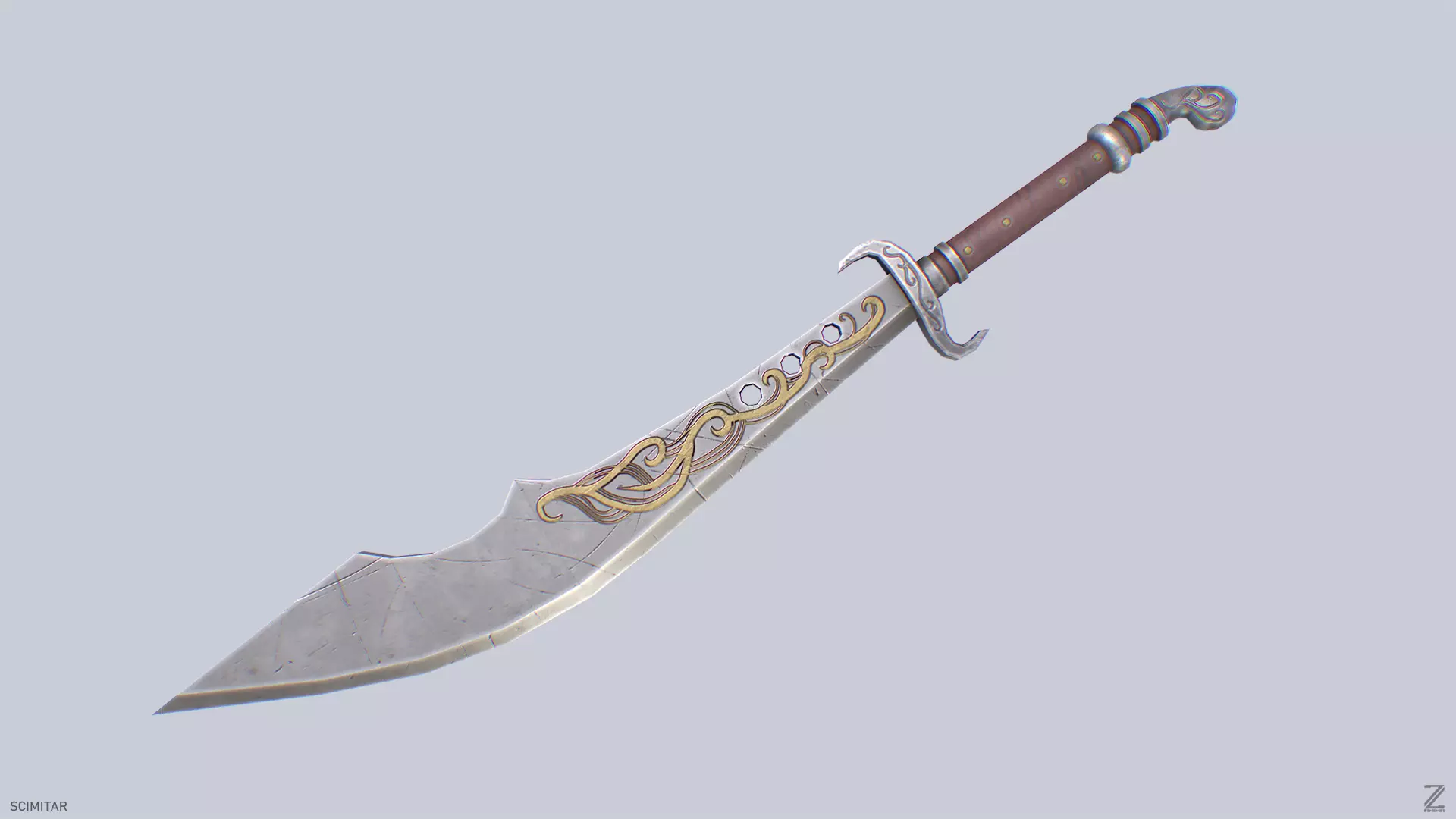 Scimitar Low-poly 3D model_0