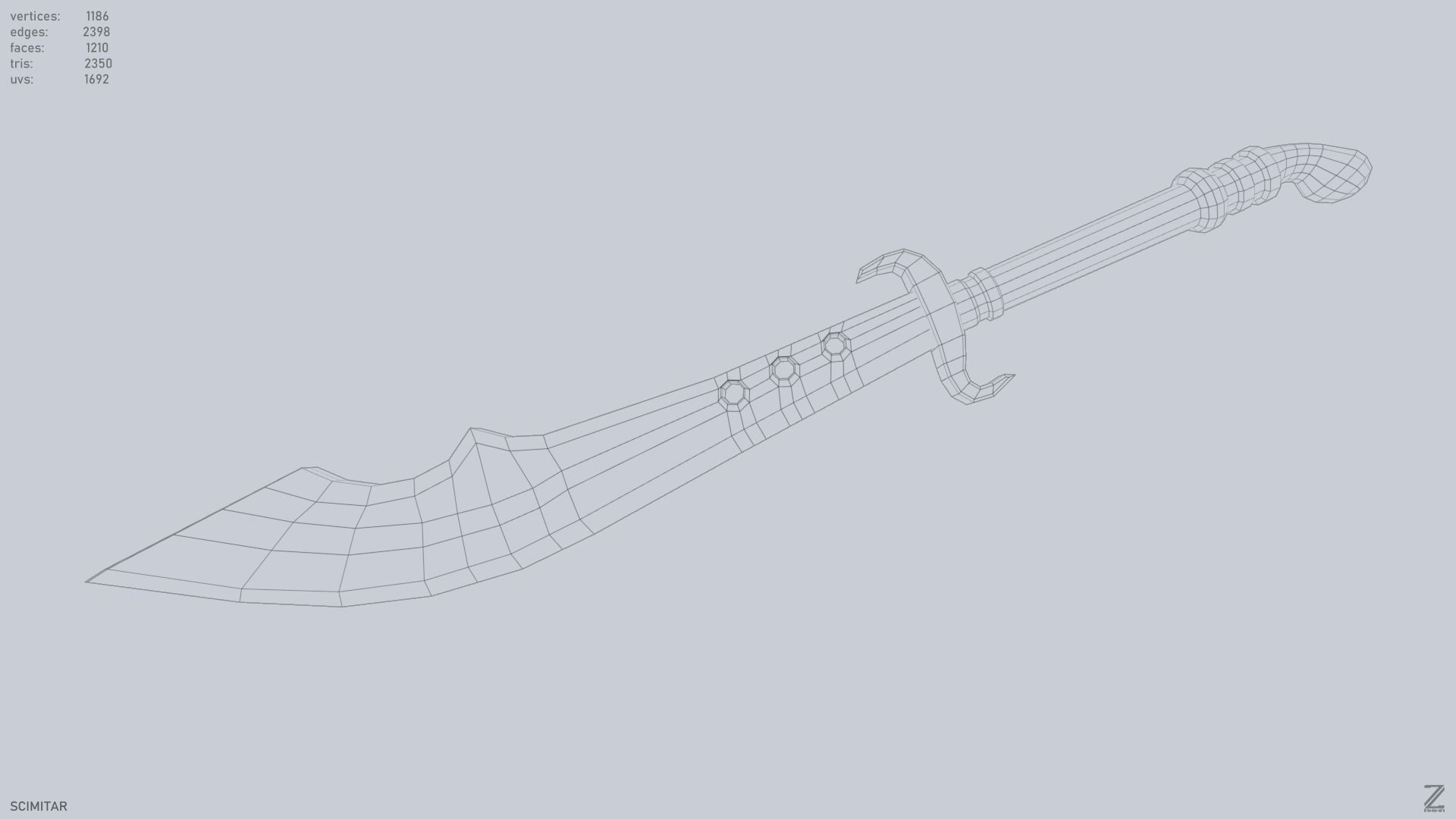 Scimitar Low-poly 3D model_11