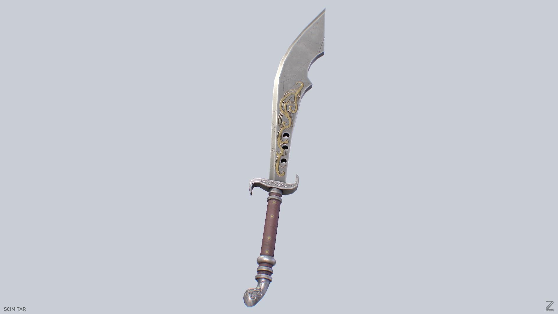 Scimitar Low-poly 3D model_5