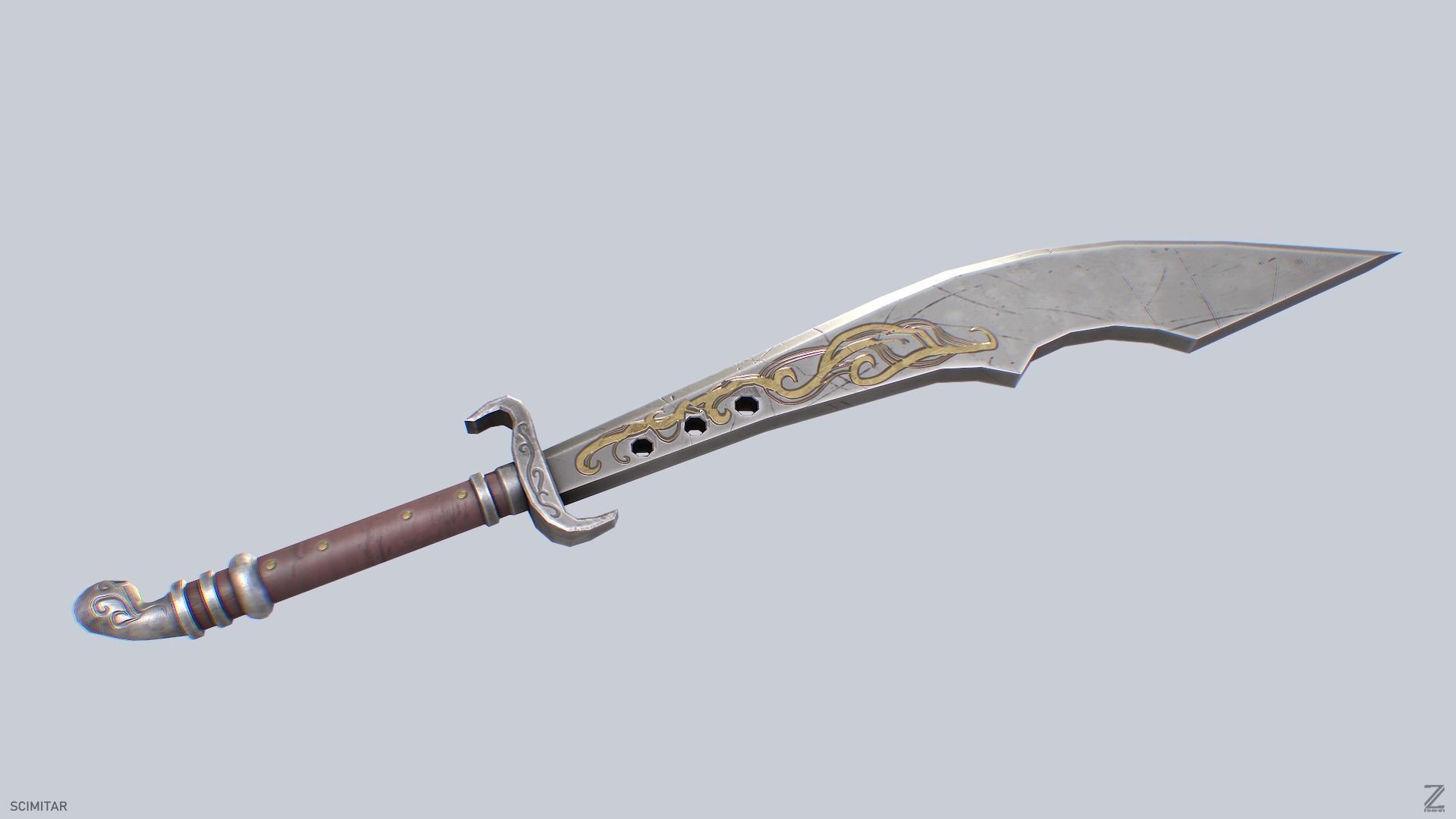 Scimitar Low-poly 3D model_4