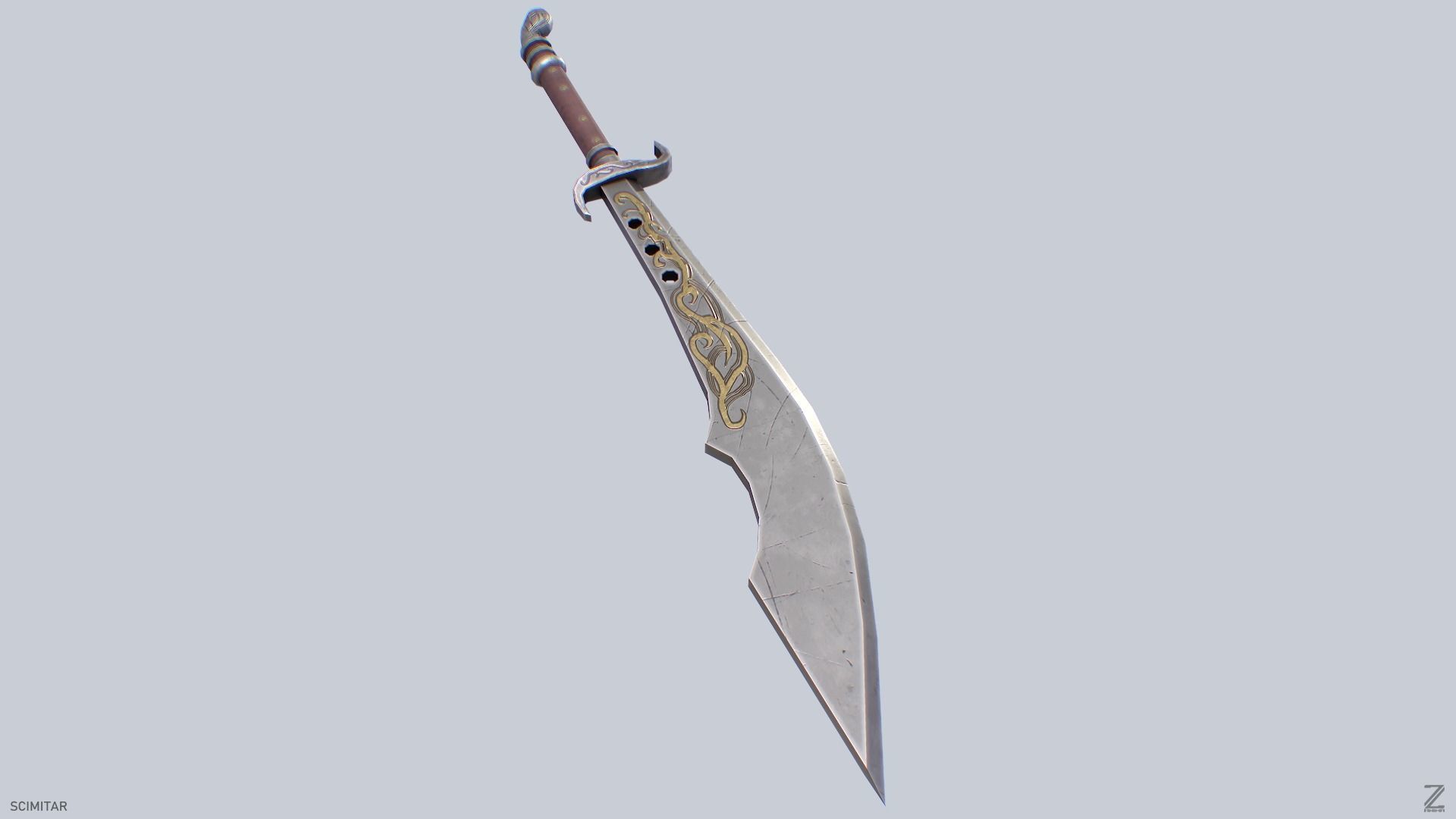 Scimitar Low-poly 3D model_6