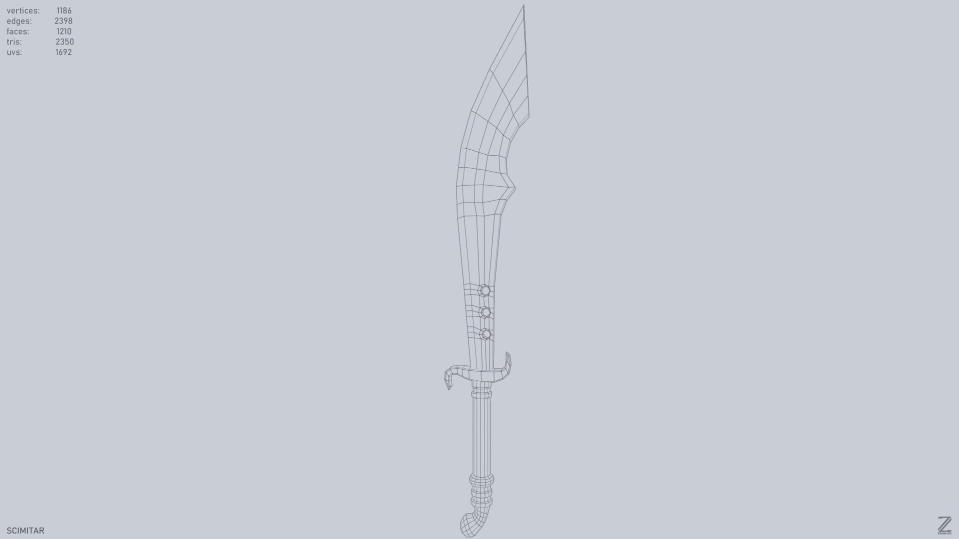 Scimitar Low-poly 3D model_9