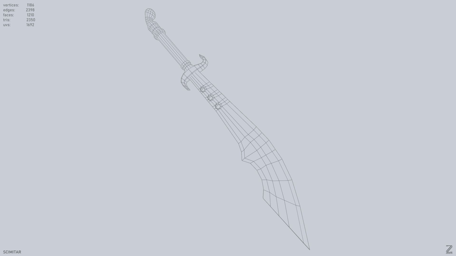 Scimitar Low-poly 3D model_13