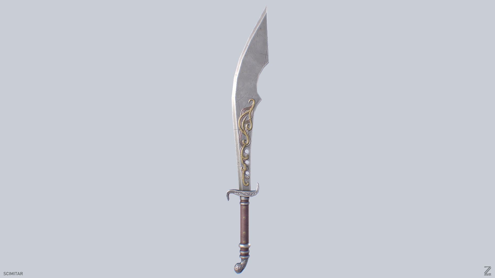 Scimitar Low-poly 3D model_8
