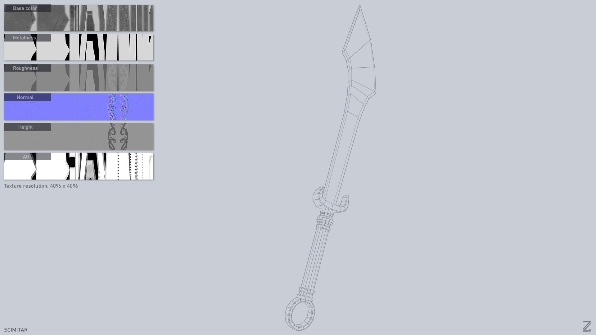Scimitar Low-poly 3D model_3