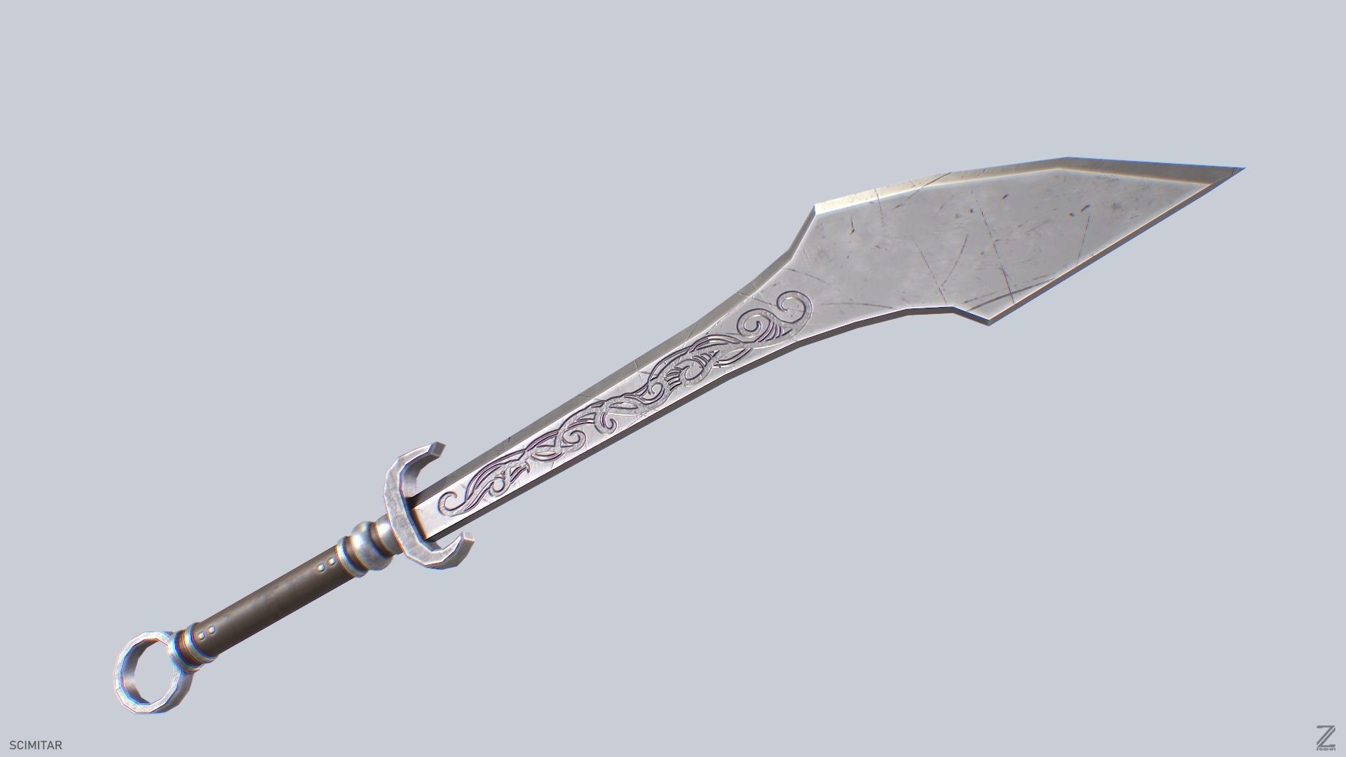 Scimitar Low-poly 3D model_5