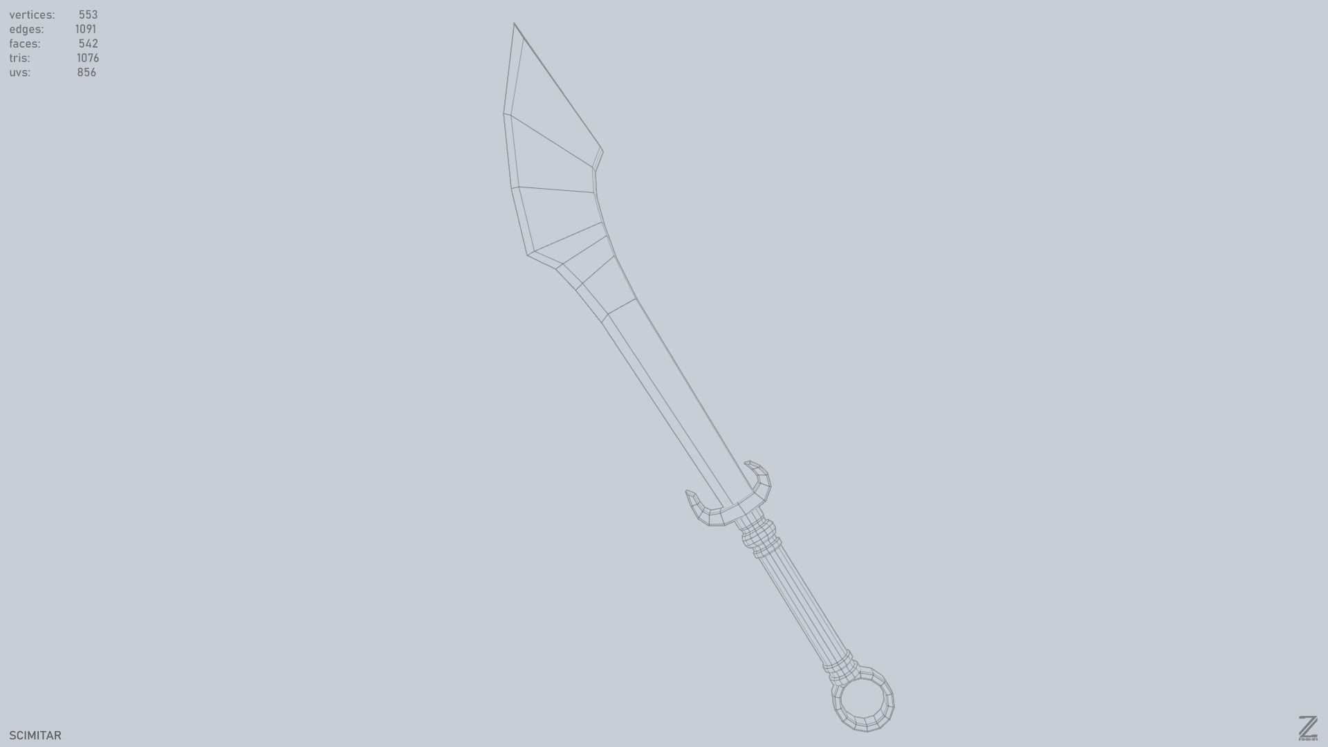 Scimitar Low-poly 3D model_10