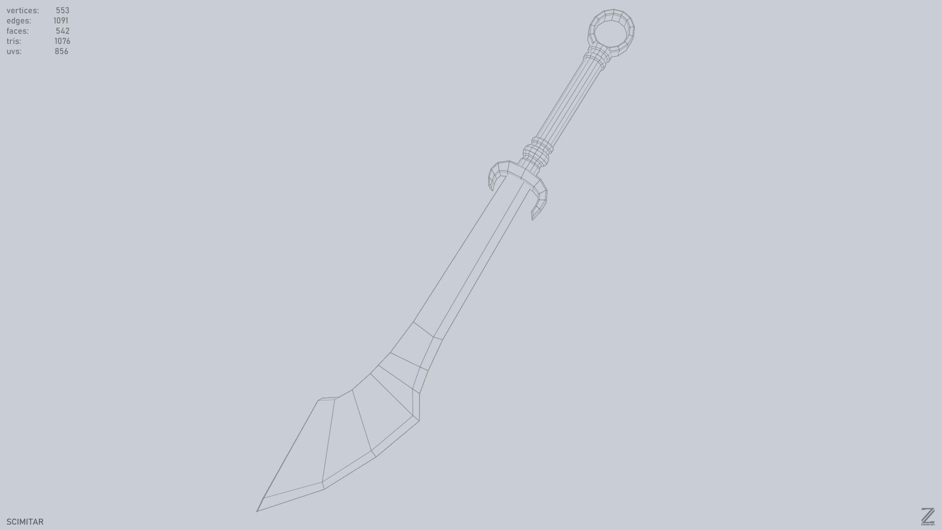Scimitar Low-poly 3D model_12