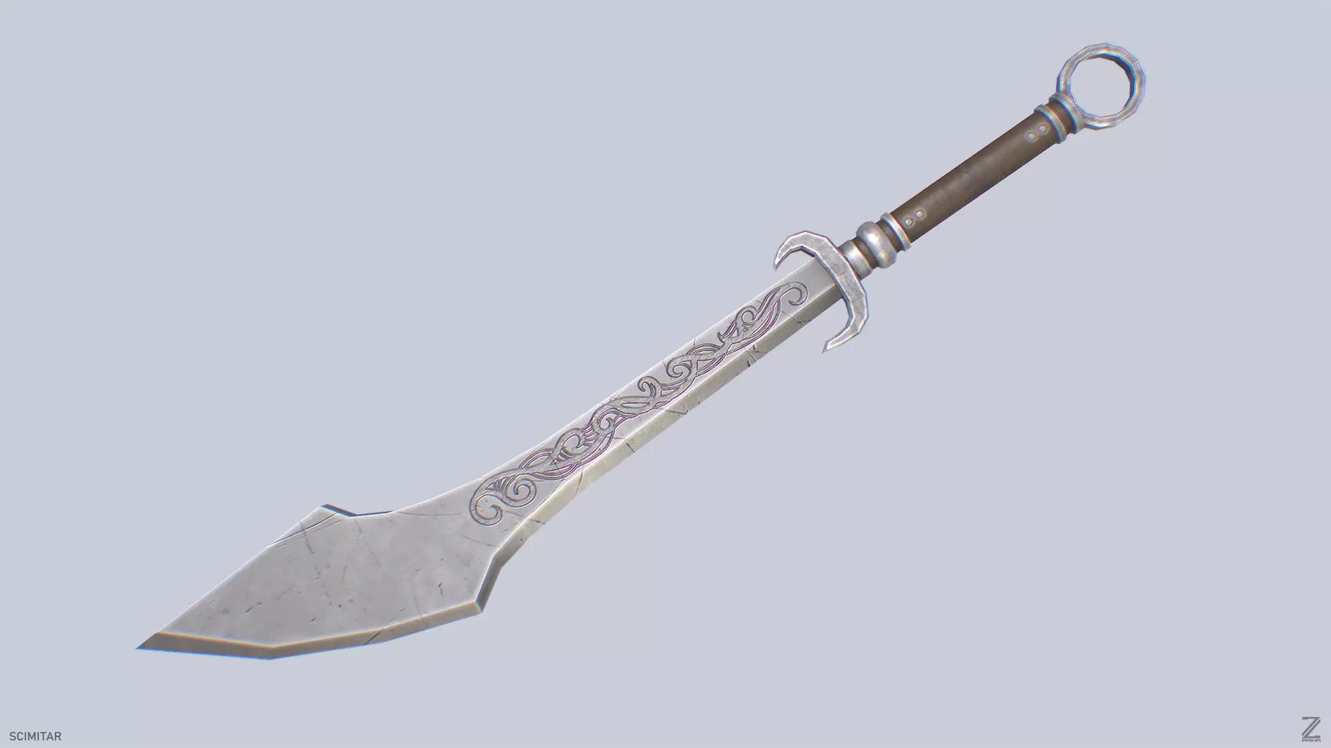 Scimitar Low-poly 3D model_0