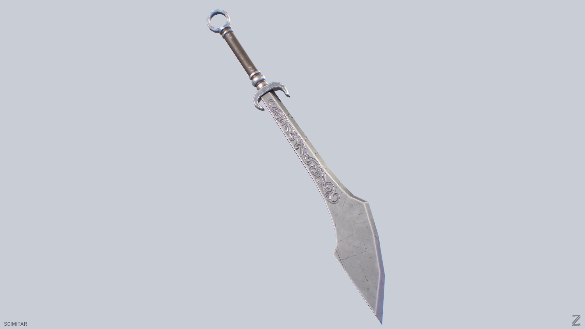 Scimitar Low-poly 3D model_8