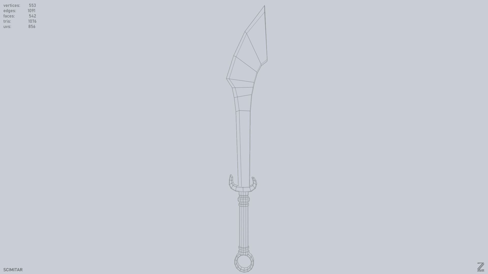 Scimitar Low-poly 3D model_9