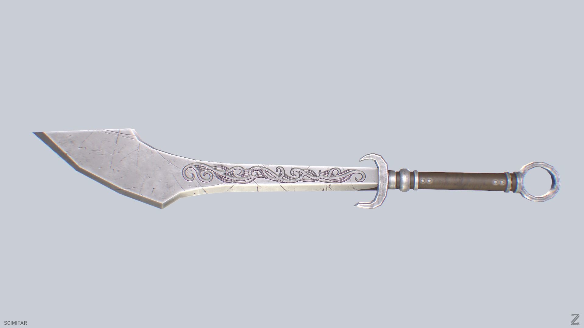 Scimitar Low-poly 3D model_4