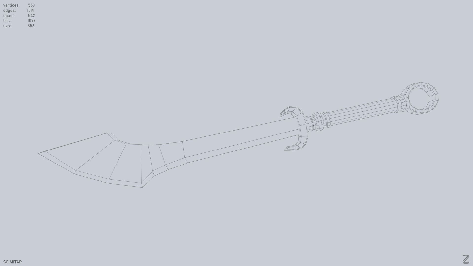 Scimitar Low-poly 3D model_11