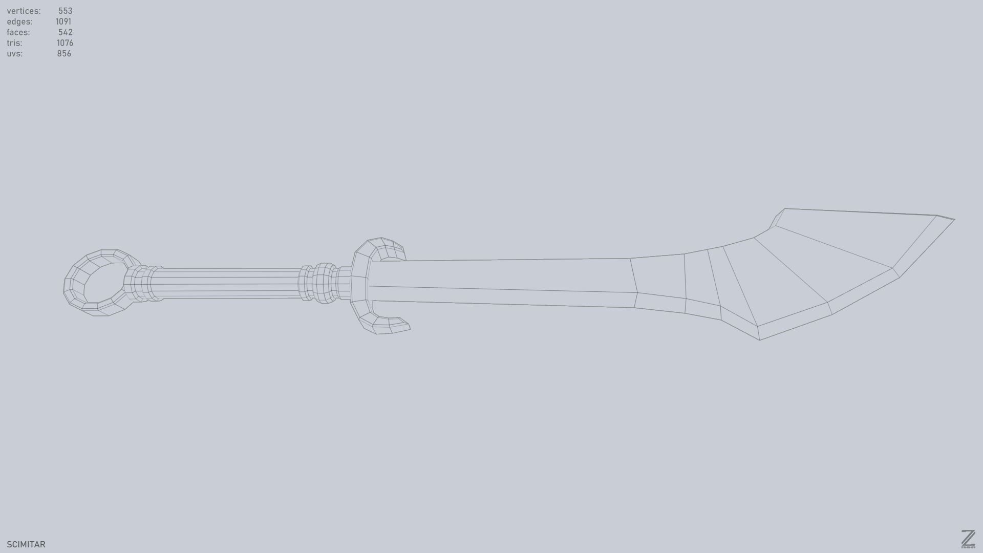 Scimitar Low-poly 3D model_14