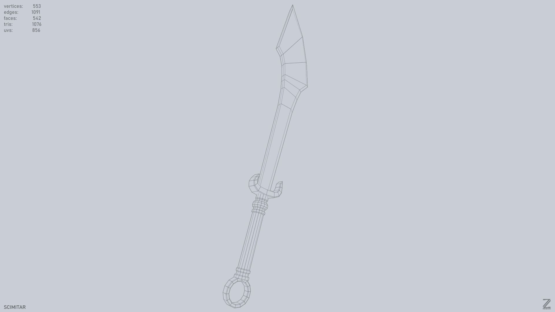 Scimitar Low-poly 3D model_15
