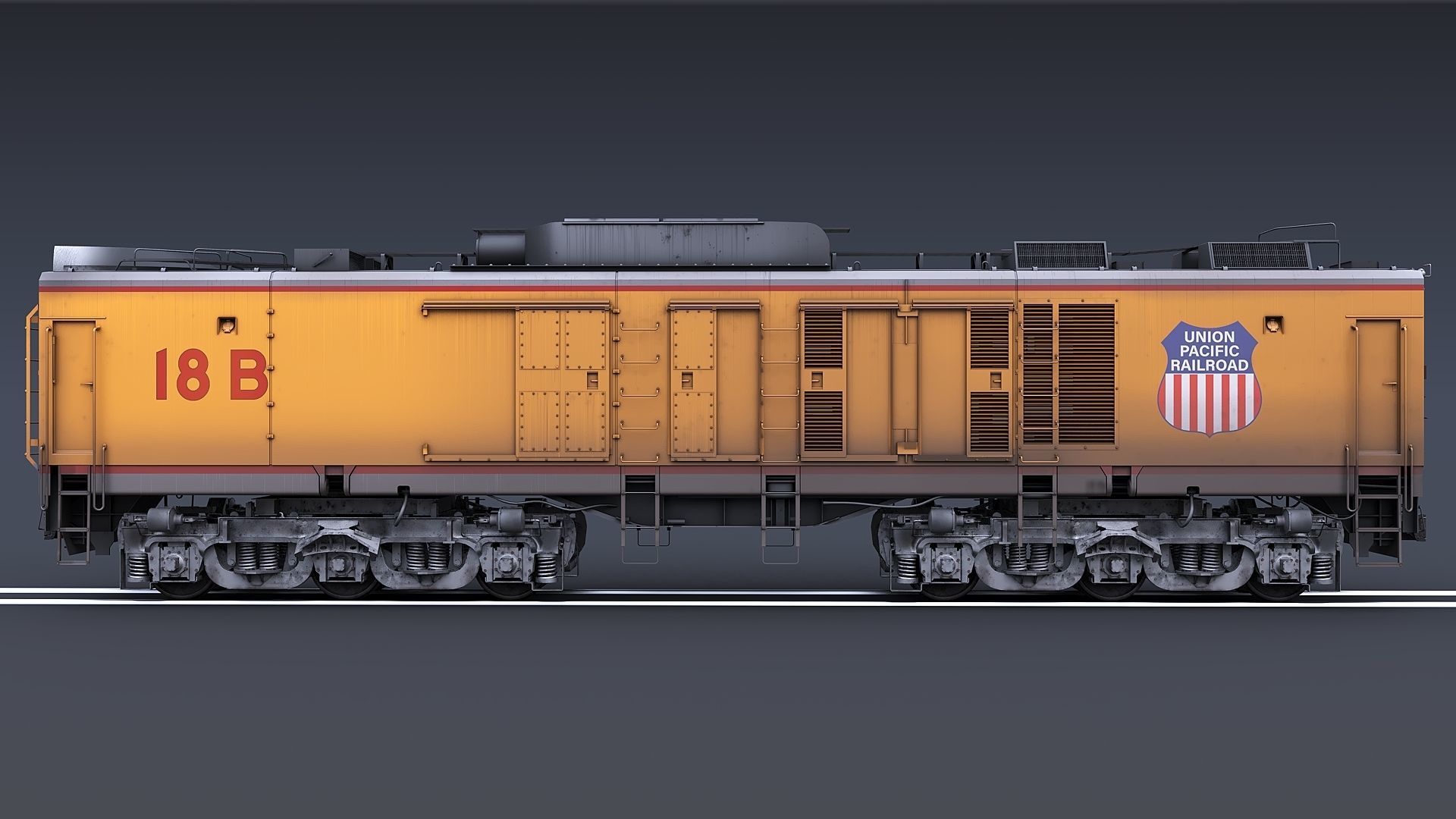 Union Pacific Gas turbine-electric locomotive Low-poly 3D model_35