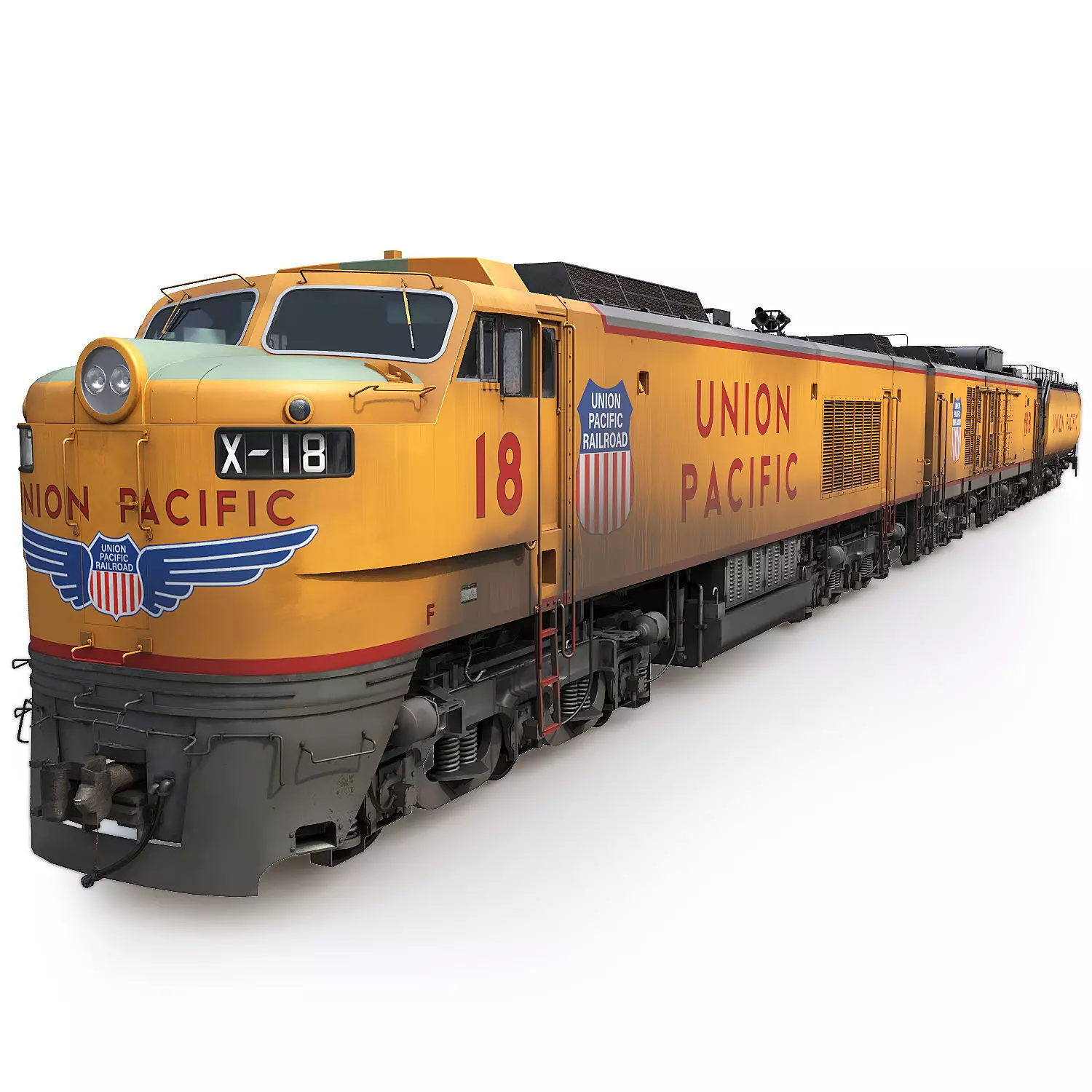 Union Pacific Gas turbine-electric locomotive Low-poly 3D model_0