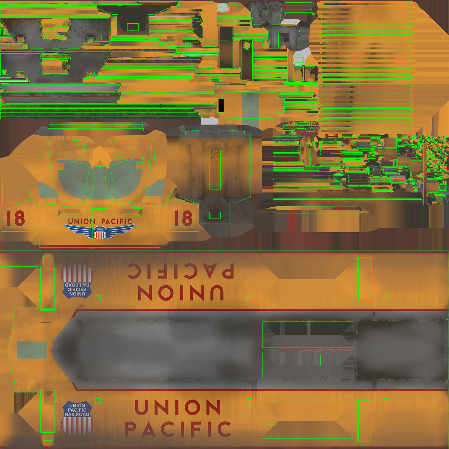 Union Pacific Gas turbine-electric locomotive Low-poly 3D model_95