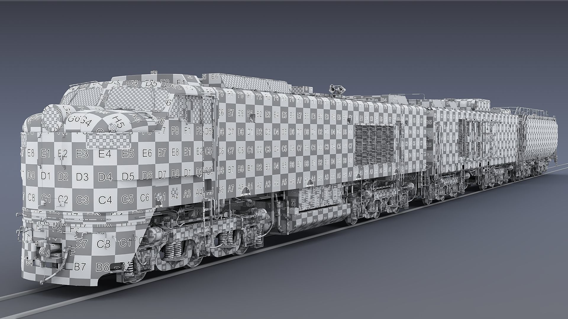 Union Pacific Gas turbine-electric locomotive Low-poly 3D model_81