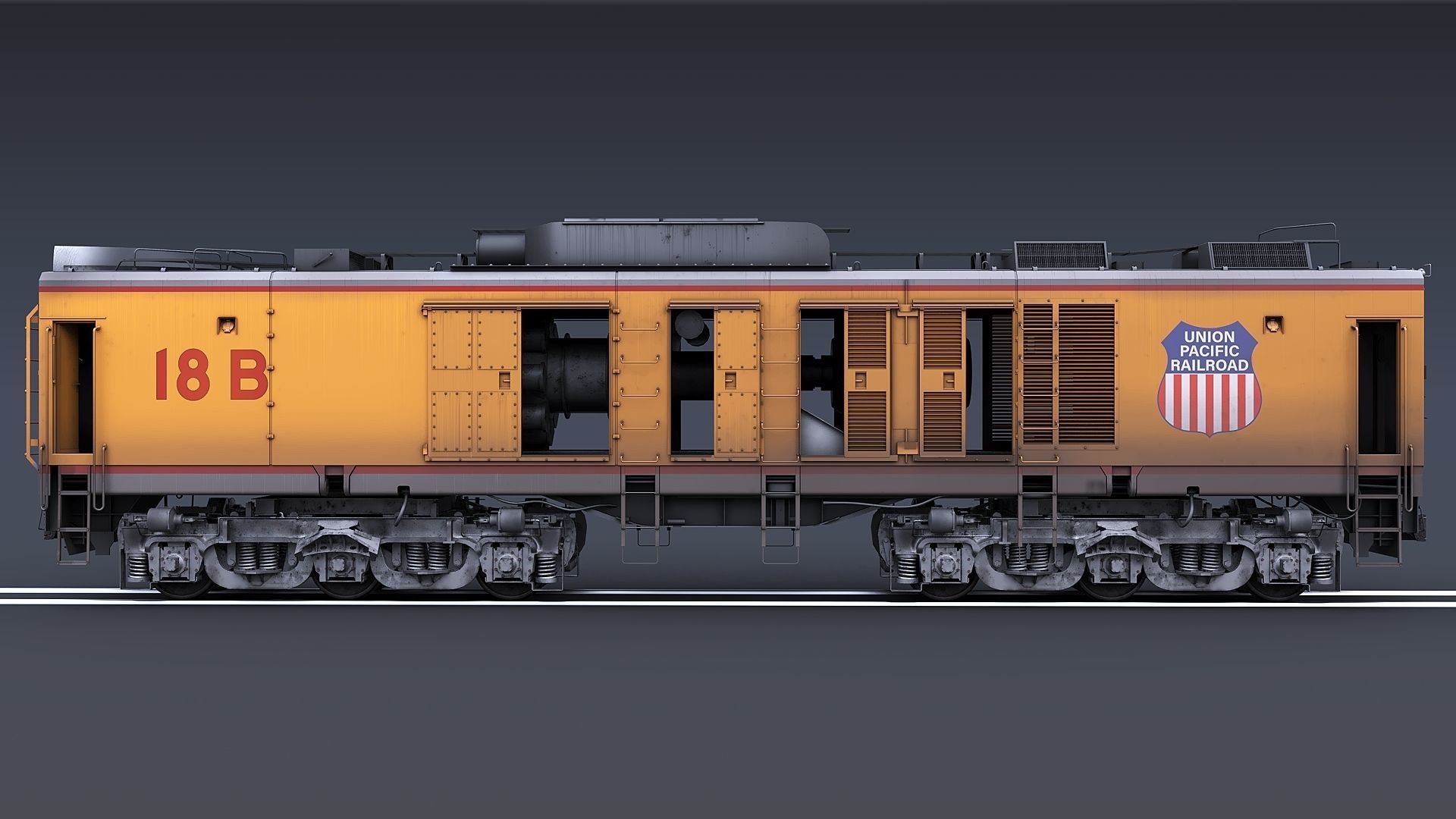 Union Pacific Gas turbine-electric locomotive Low-poly 3D model_36