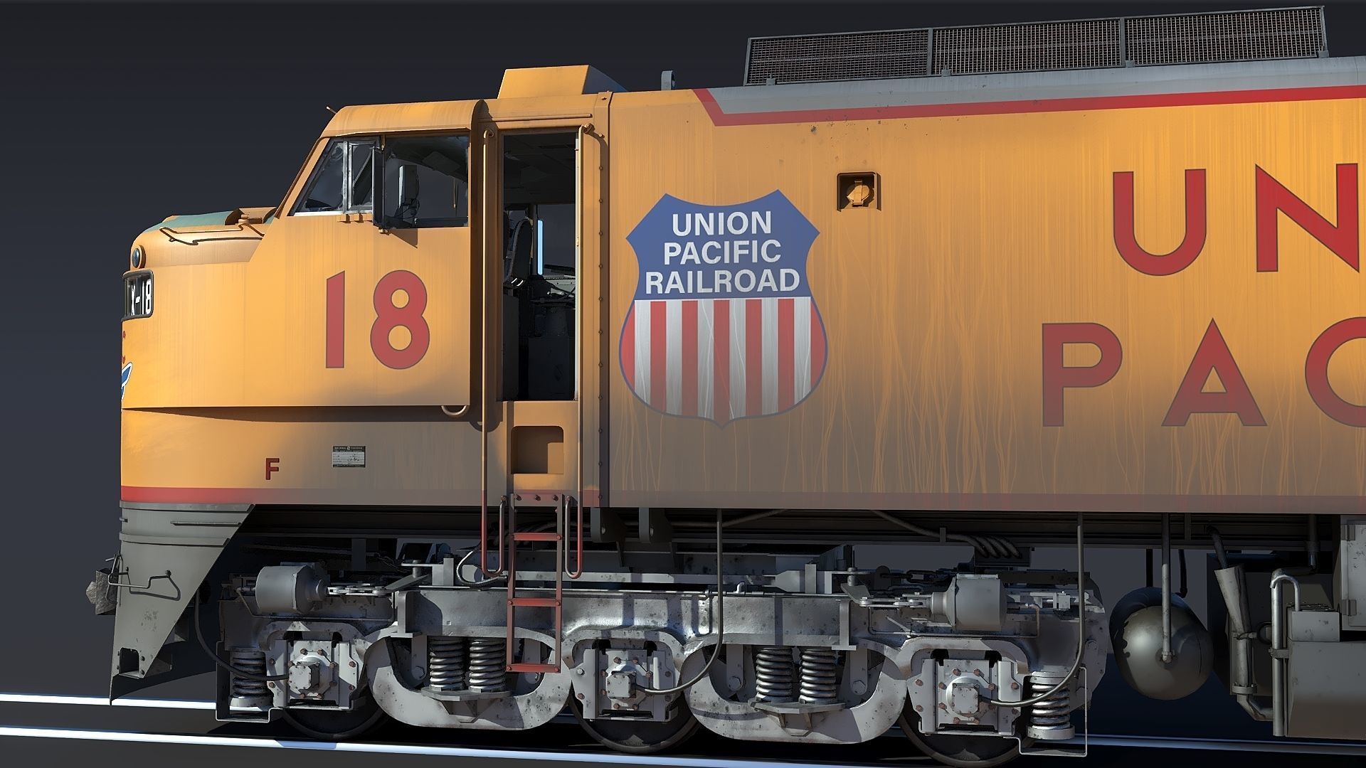 Union Pacific Gas turbine-electric locomotive Low-poly 3D model_16