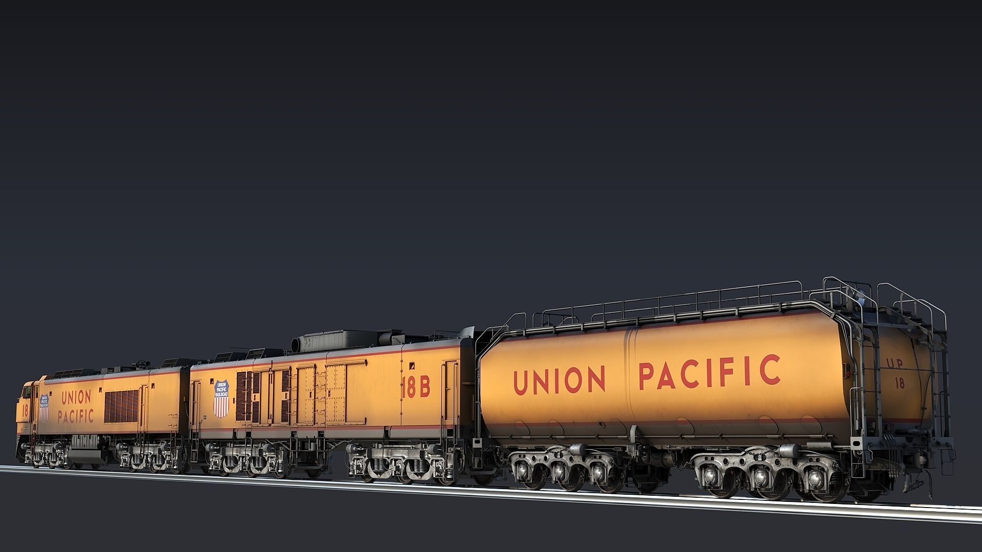 Union Pacific Gas turbine-electric locomotive Low-poly 3D model_6